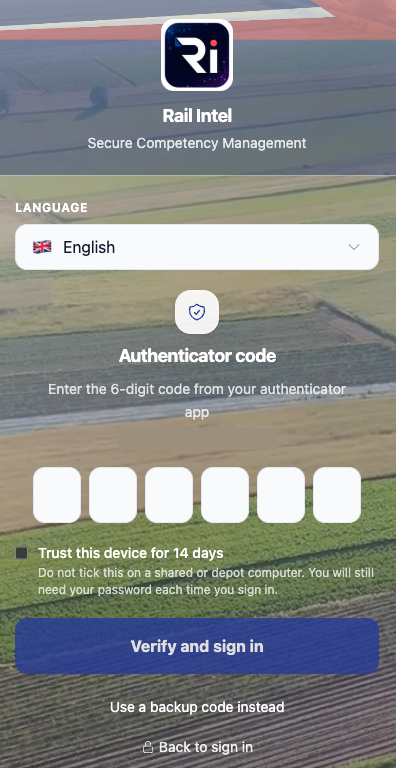 Authenticator code challenge at sign-in.